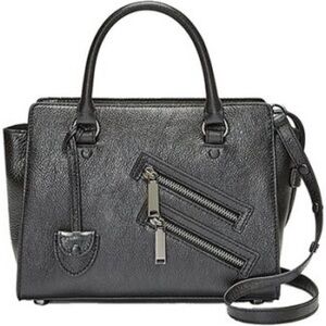 Rebecca Minkoff Large Jamie Satchel Black Leather Bag with Silver Detail